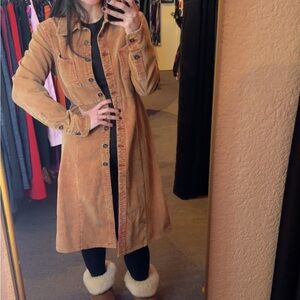 Vintage Corduroy Longline Jean Jacket in Tan